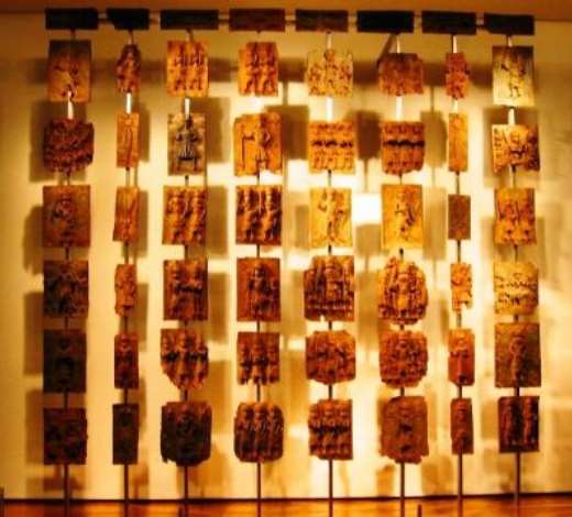 Benin bronzes on display in the British Museum, London.